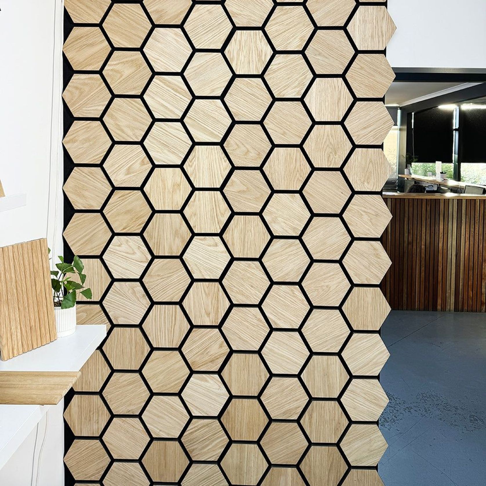 Hexagon WOODFLEX Acoustic Wood Wall Panels - Oak Veneer gallery detail image