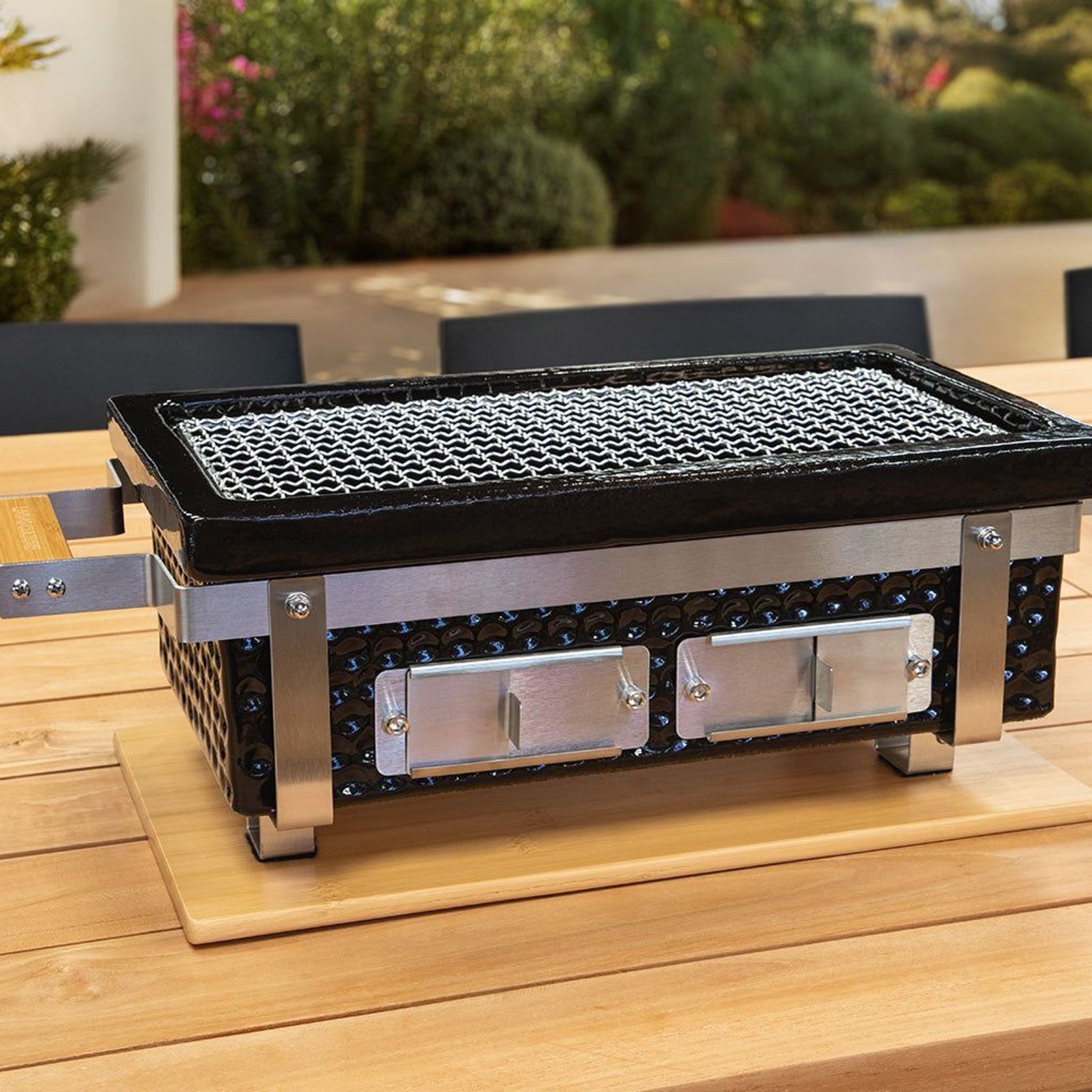 Hibachi Tabletop BBQ Grill With Skewer Rack - Rectangle gallery detail image