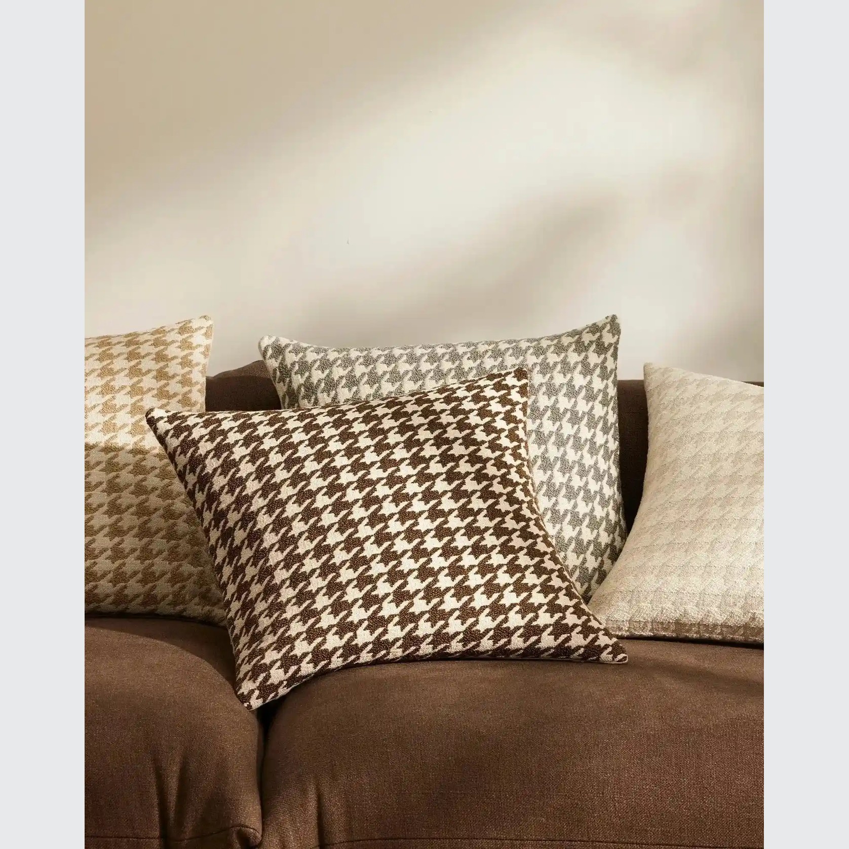 Weave Home Giovanni Cushion - Salt | Bouclé Houndstooth gallery detail image