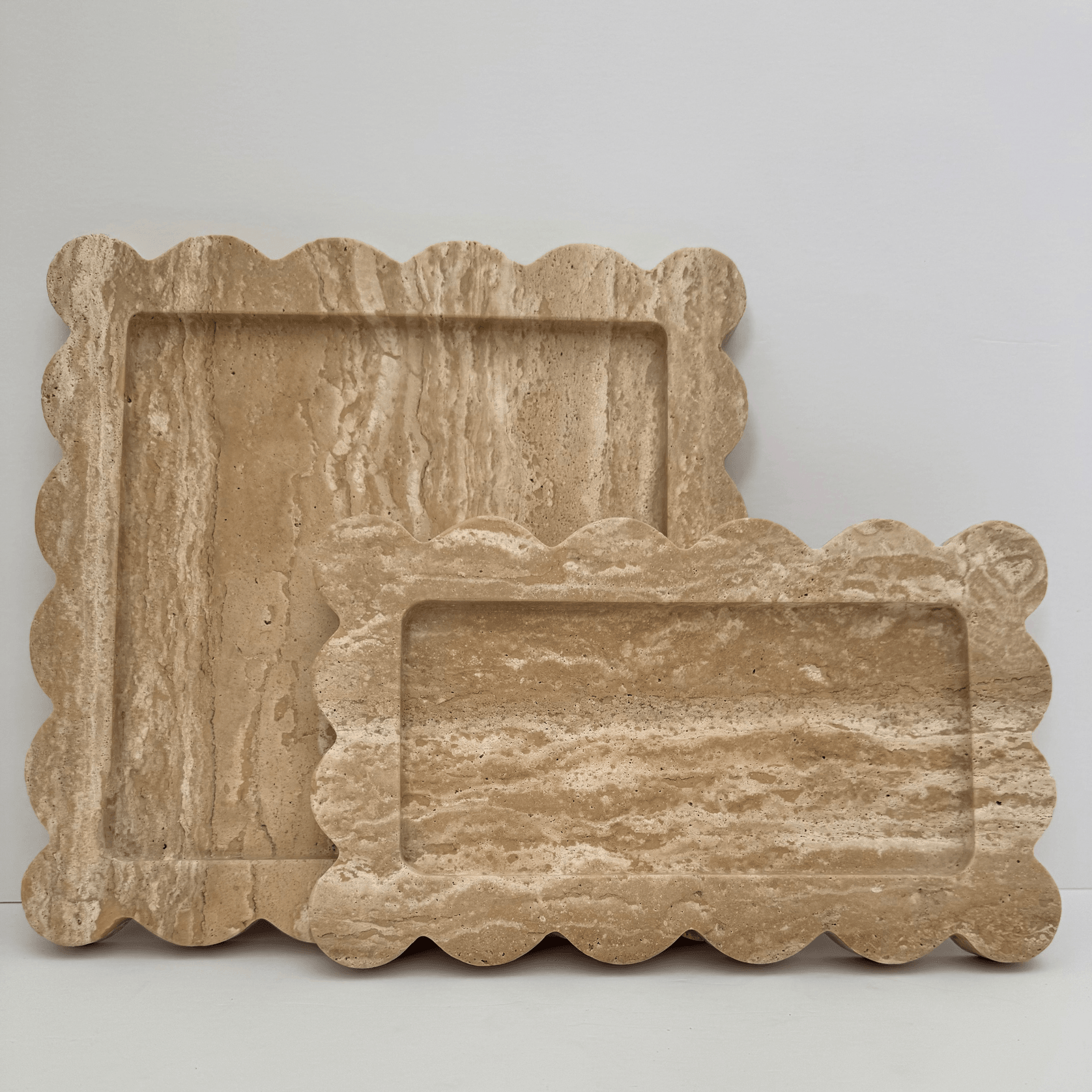 Scalloped Edge Tray - Vein Cut Travertine gallery detail image