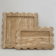 Scalloped Edge Tray - Vein Cut Travertine gallery detail image