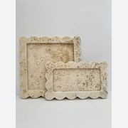 Scalloped Edge Tray - White Ivory Travertine gallery detail image