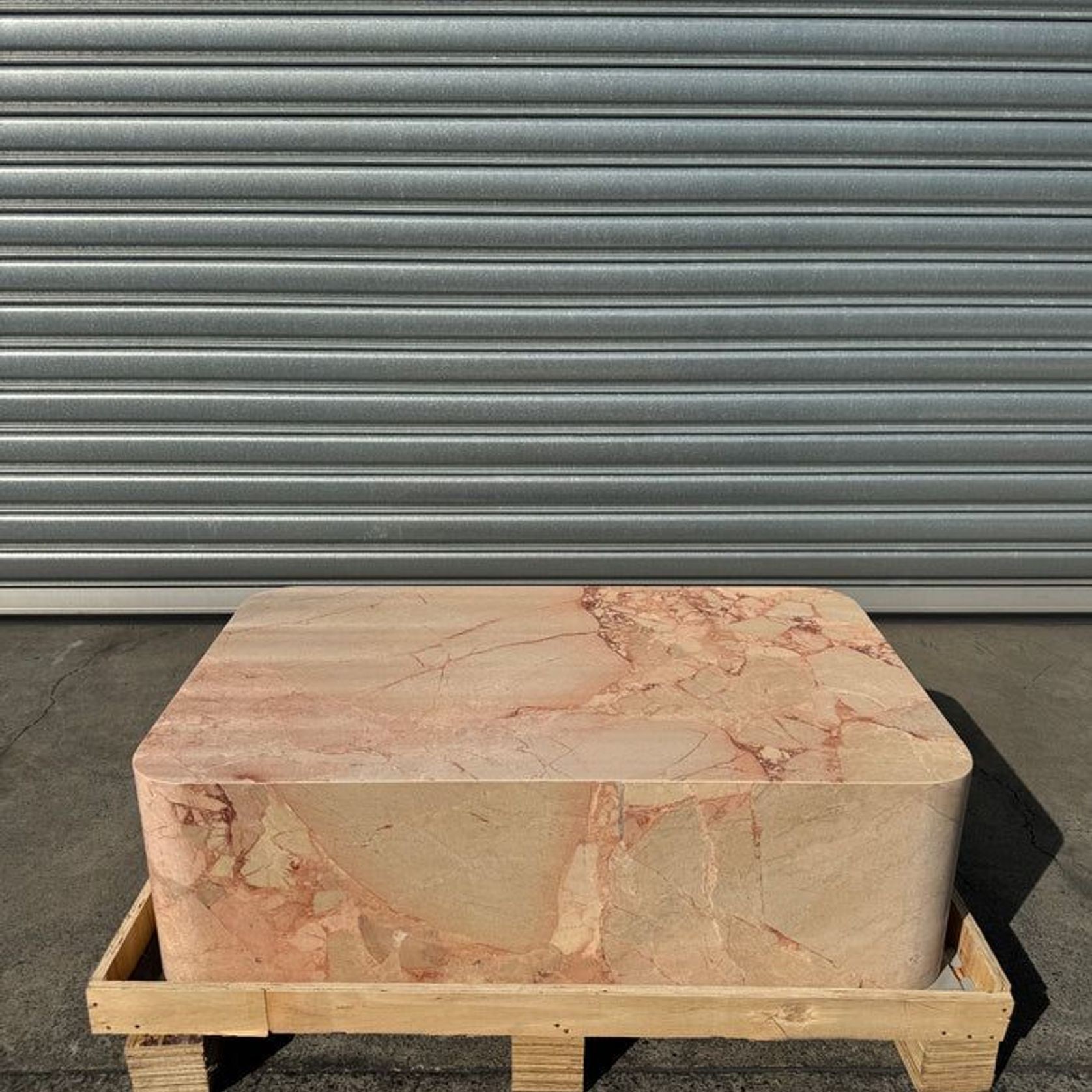 Crescent Corner Coffee Table - Pearl Pink Blush Marble | Natural Stone Co. gallery detail image