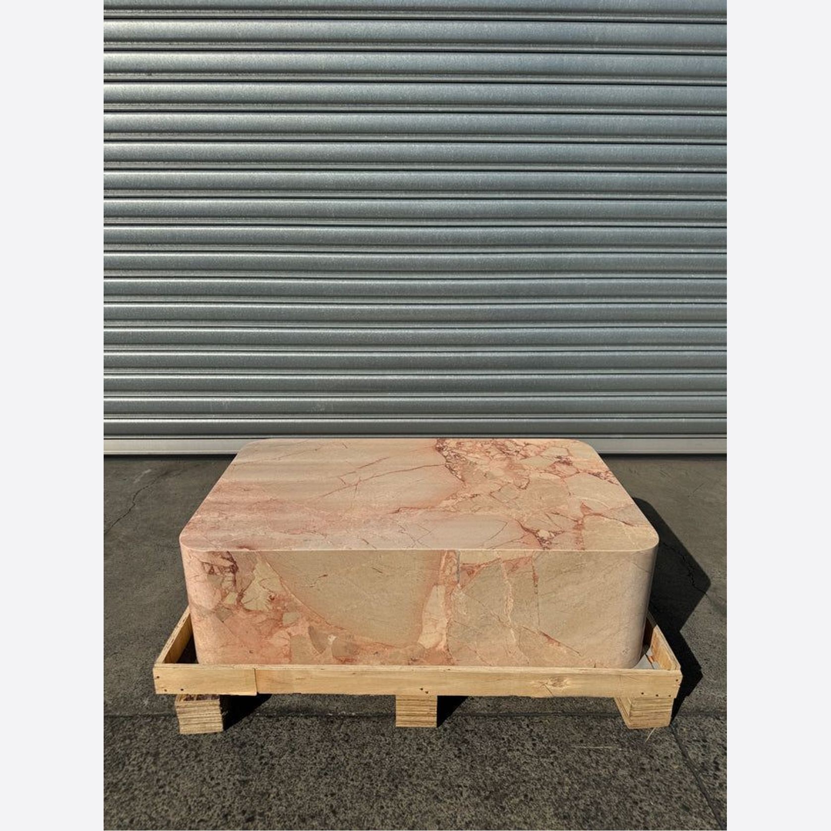 Crescent Corner Coffee Table - Pearl Pink Blush Marble | Natural Stone Co. gallery detail image