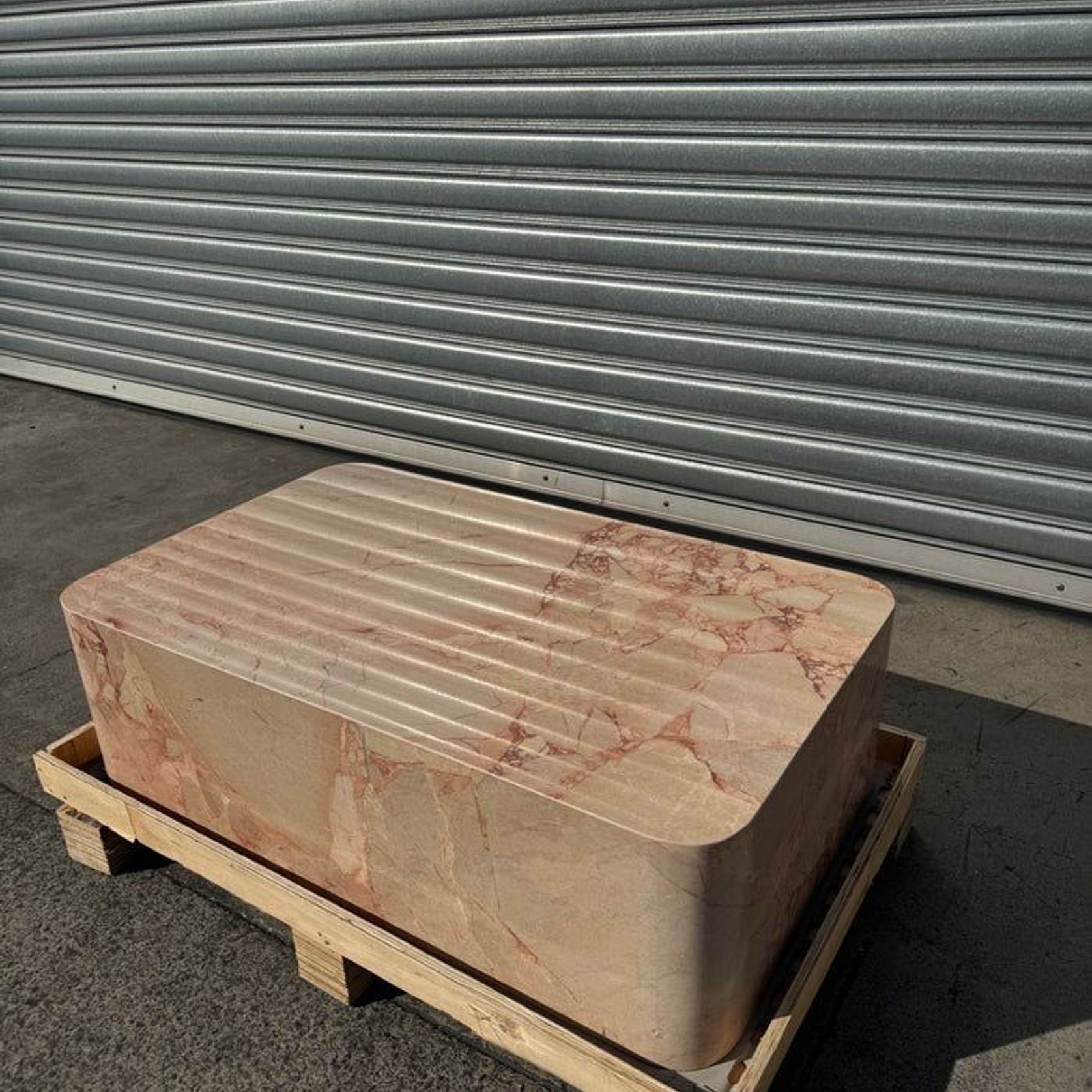 Crescent Corner Coffee Table - Pearl Pink Blush Marble | Natural Stone Co. gallery detail image