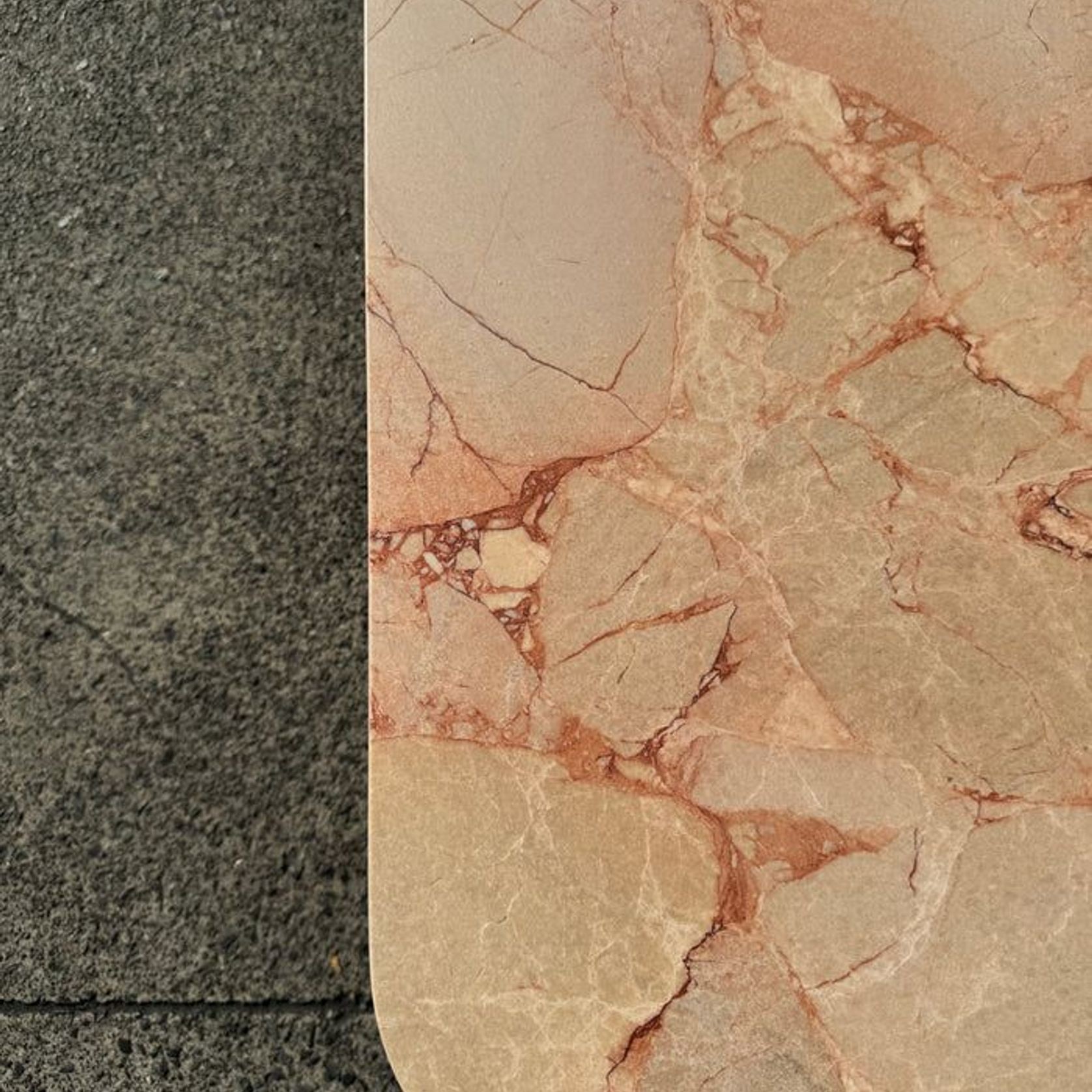 Crescent Corner Coffee Table - Pearl Pink Blush Marble | Natural Stone Co. gallery detail image