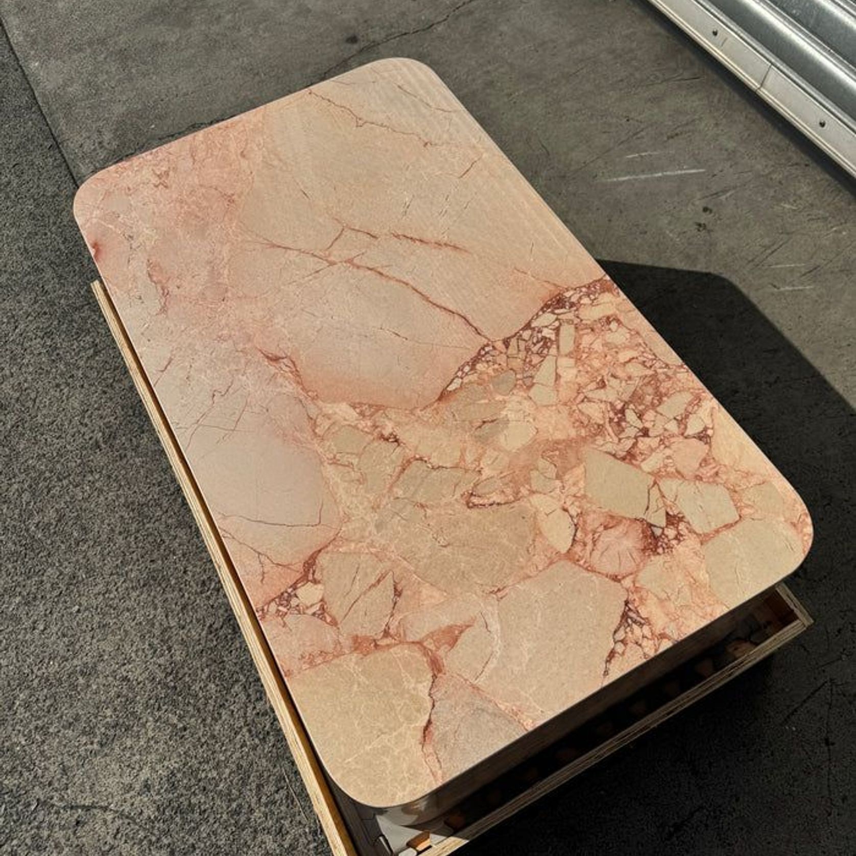 Crescent Corner Coffee Table - Pearl Pink Blush Marble | Natural Stone Co. gallery detail image