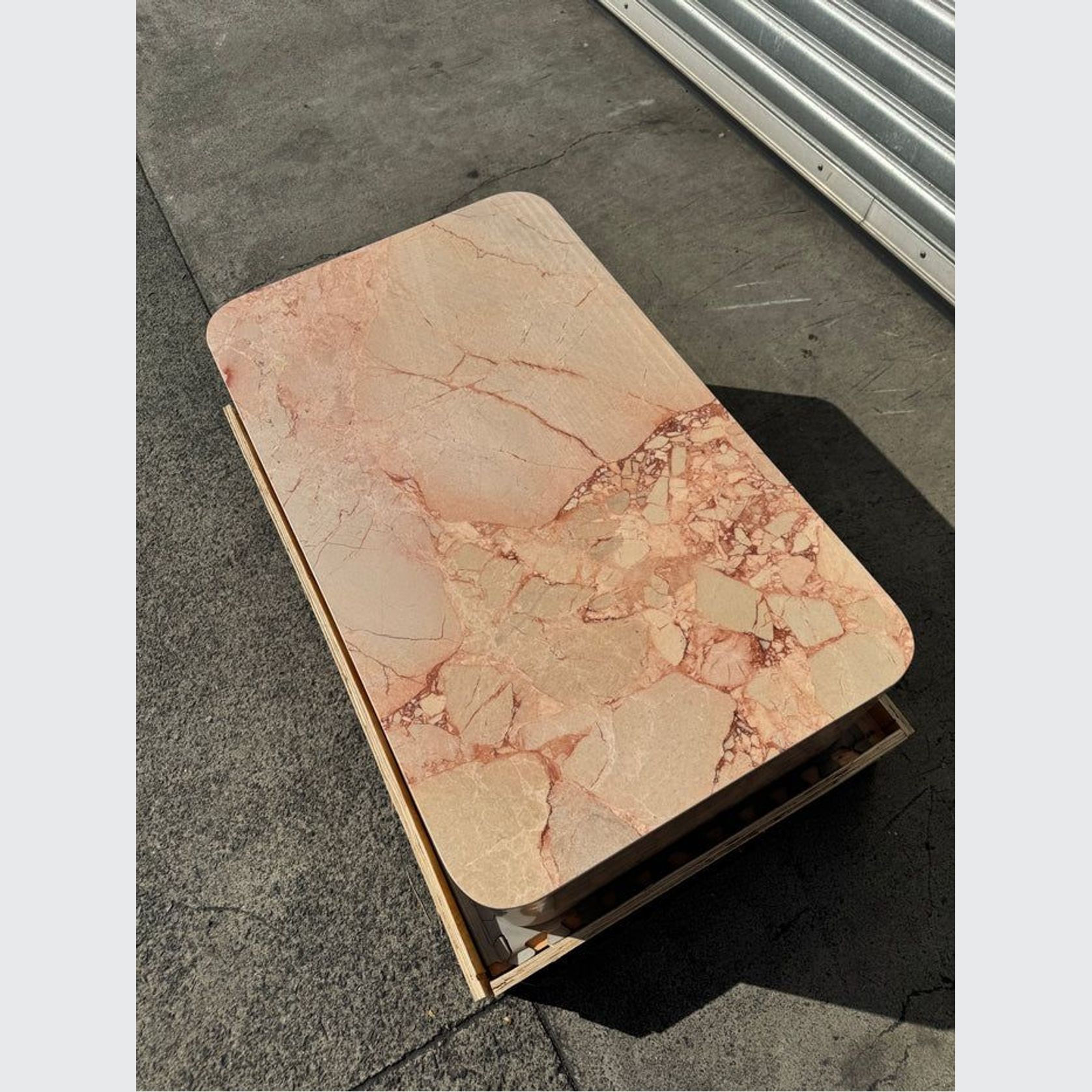 Crescent Corner Coffee Table - Pearl Pink Blush Marble | Natural Stone Co. gallery detail image