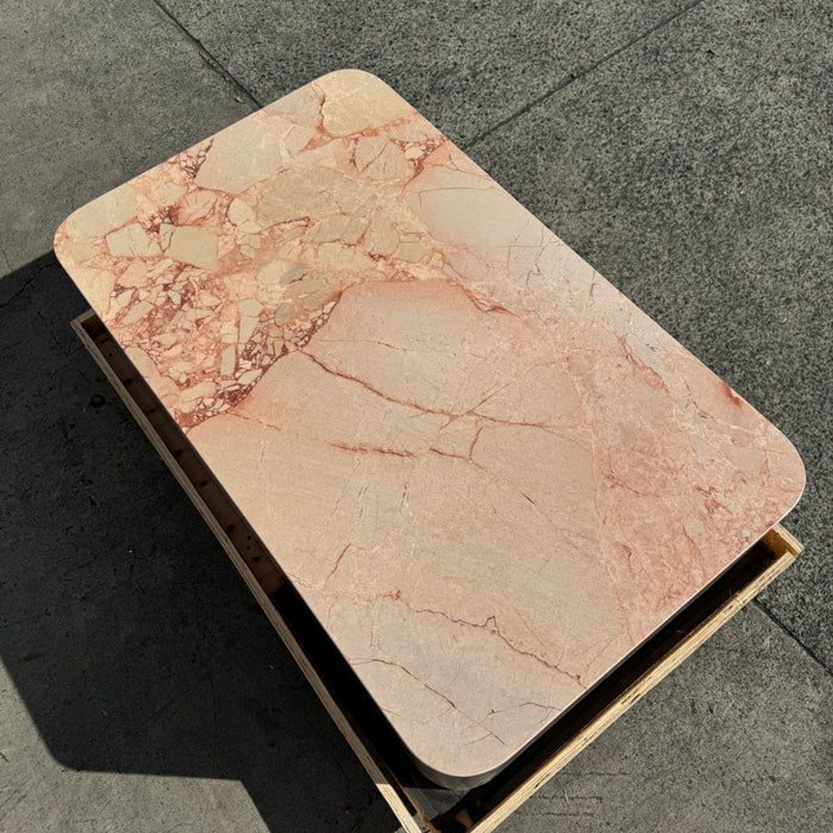 Crescent Corner Coffee Table - Pearl Pink Blush Marble | Natural Stone Co. gallery detail image