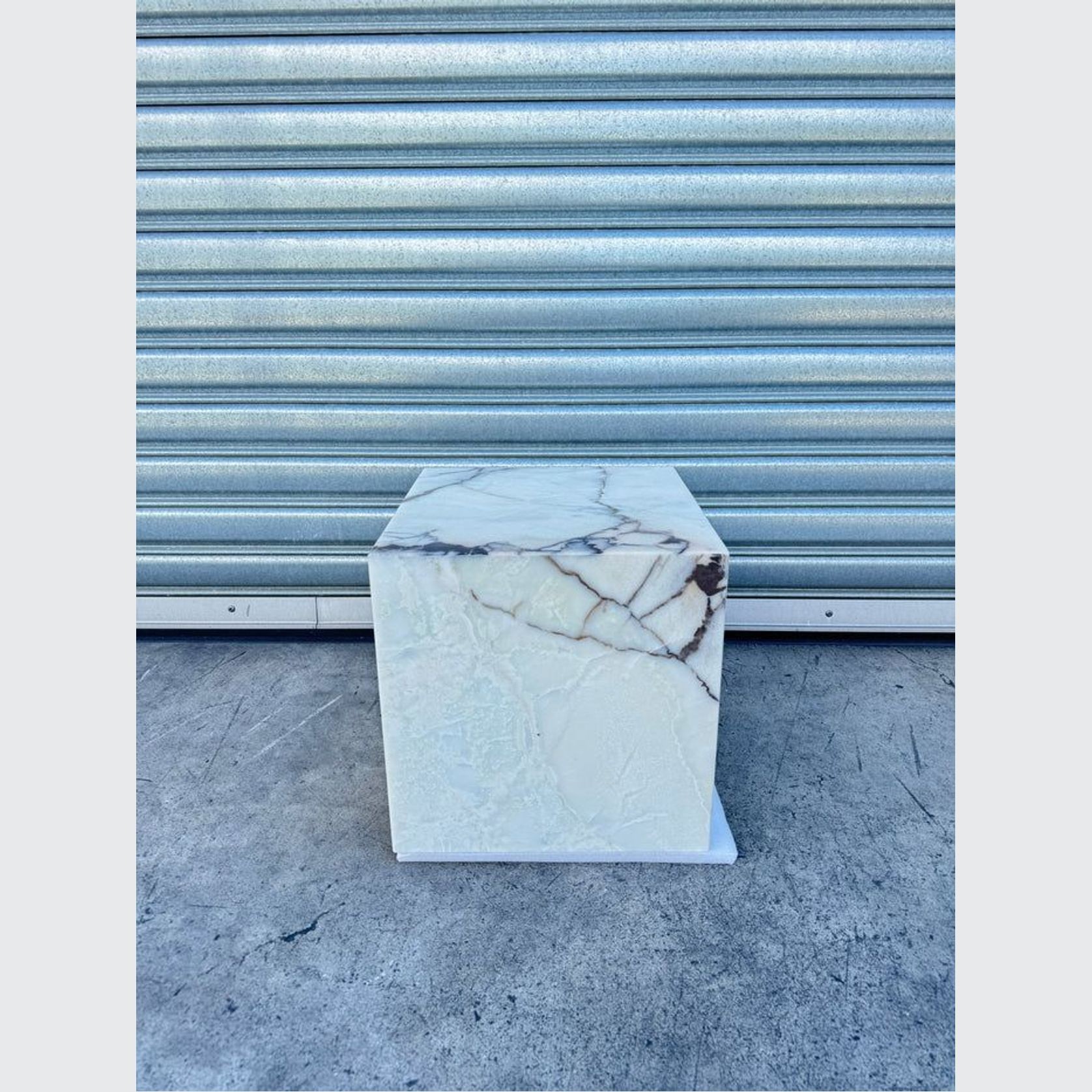 Cube Side Table - White Latte Marble | Natural Stone Co gallery detail image