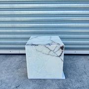 Cube Side Table - White Latte Marble | Natural Stone Co gallery detail image