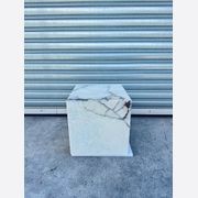 Cube Side Table - White Latte Marble | Natural Stone Co gallery detail image