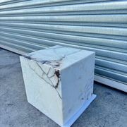 Cube Side Table - White Latte Marble | Natural Stone Co gallery detail image
