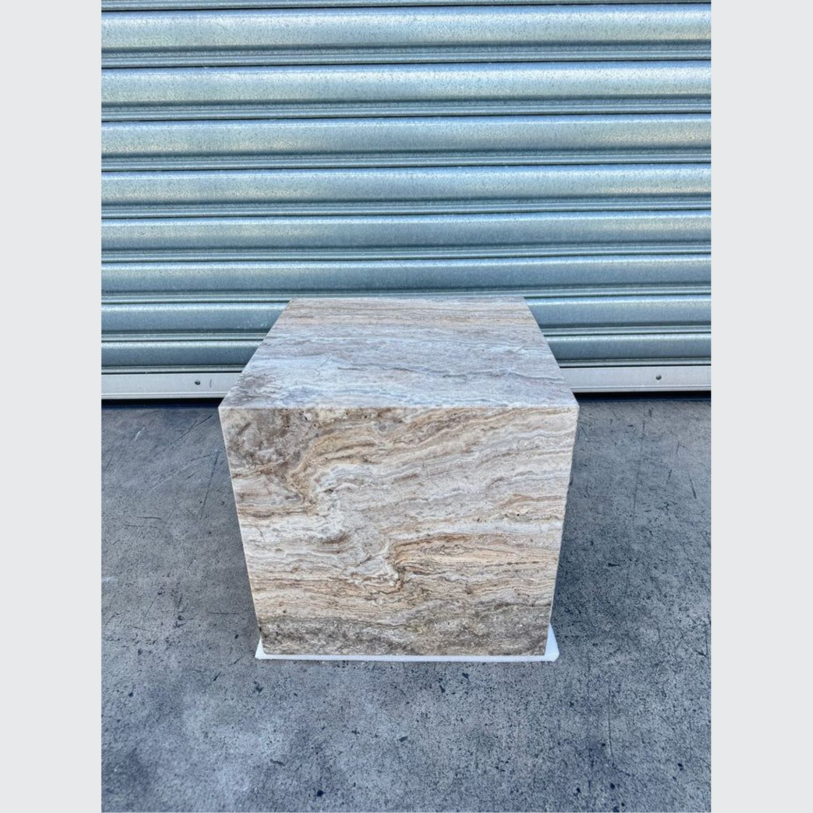 Cube Side Table - Silver Travertine | Natural Stone Co. gallery detail image