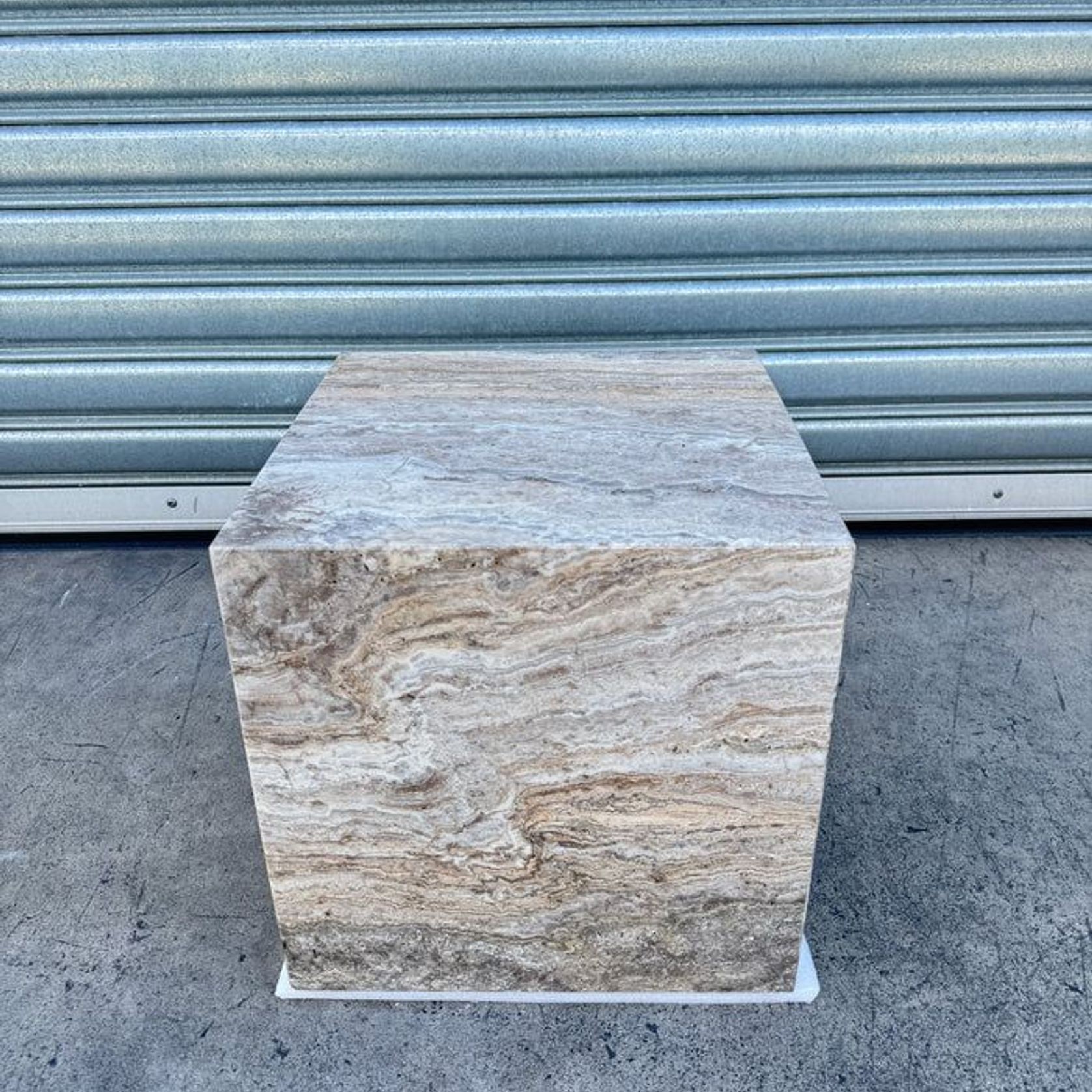 Cube Side Table - Silver Travertine | Natural Stone Co. gallery detail image