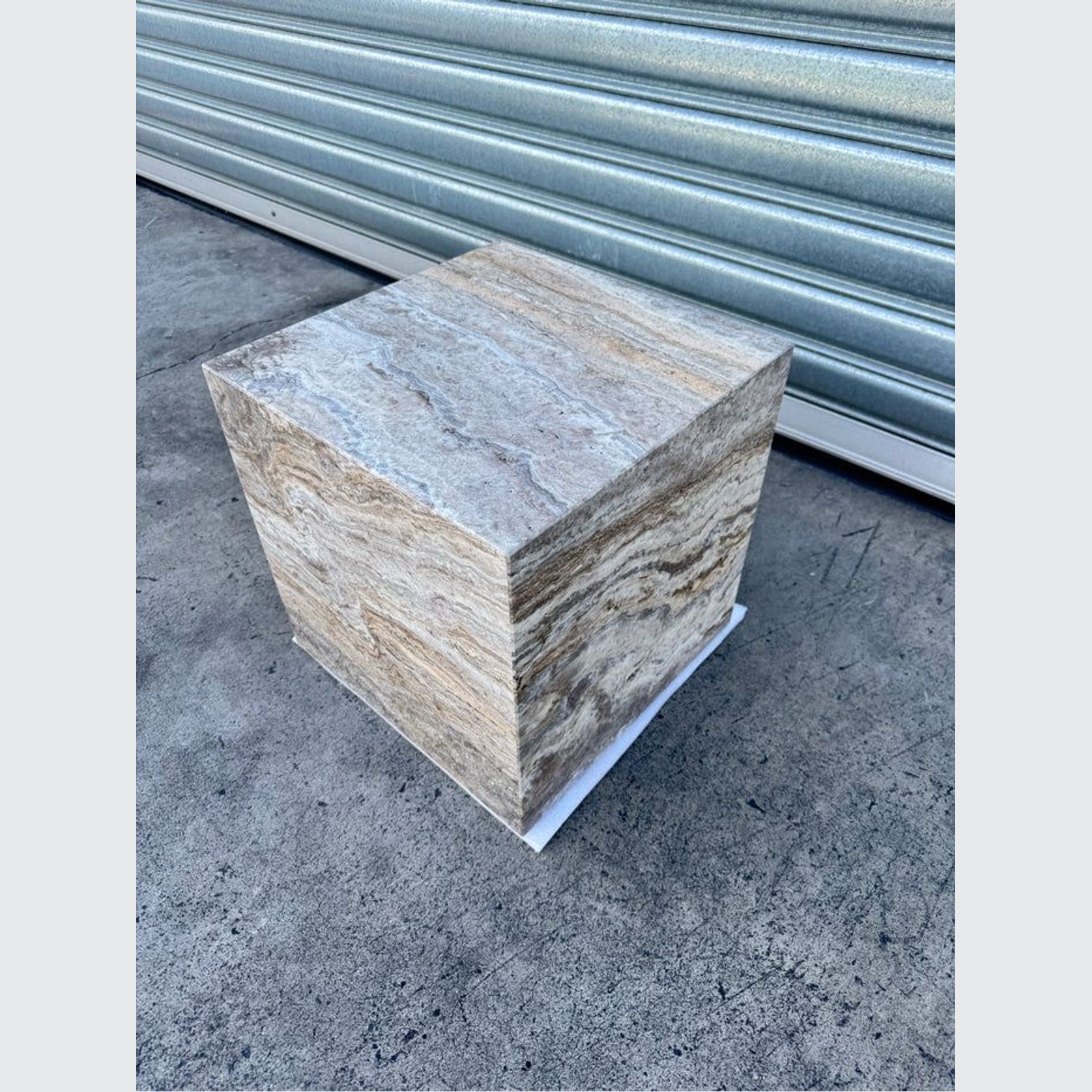 Cube Side Table - Silver Travertine | Natural Stone Co. gallery detail image