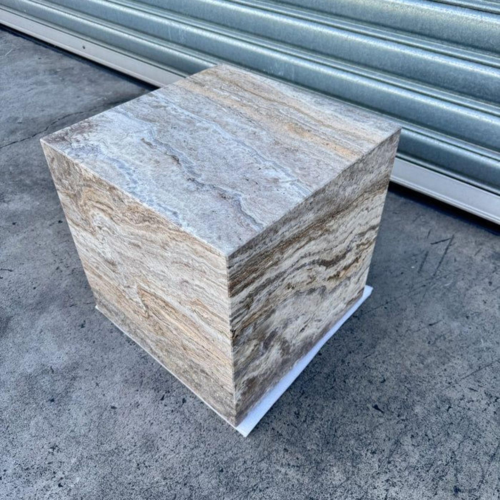 Cube Side Table - Silver Travertine | Natural Stone Co. gallery detail image