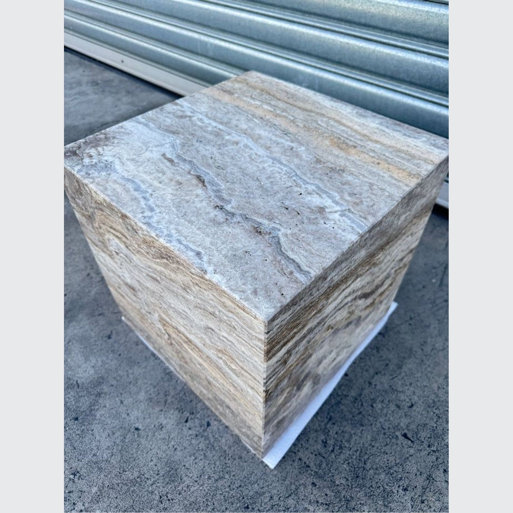 Cube Side Table - Silver Travertine | Natural Stone Co. gallery detail image