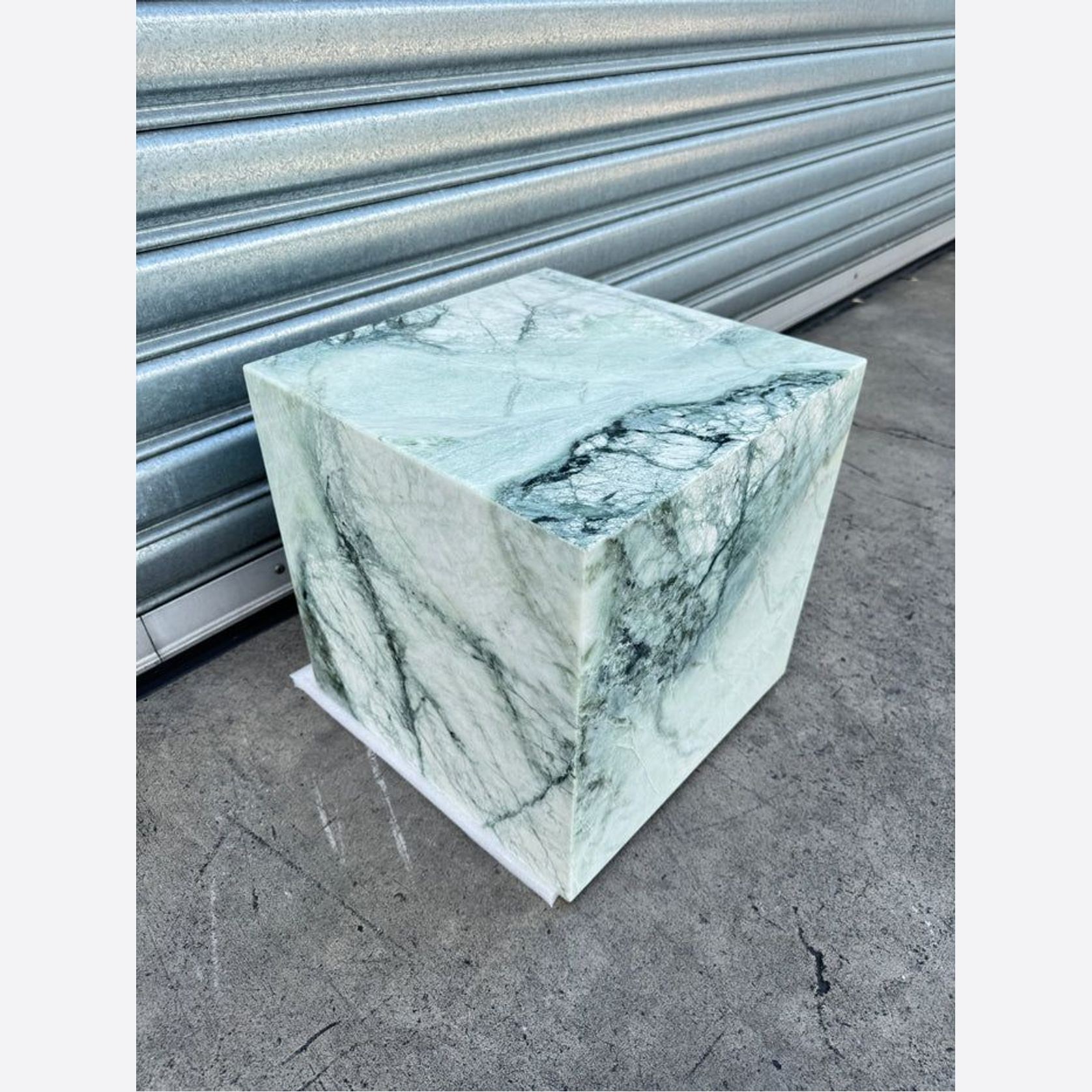 Cube Side Table - Twill Green Marble | Natural Stone Co. gallery detail image