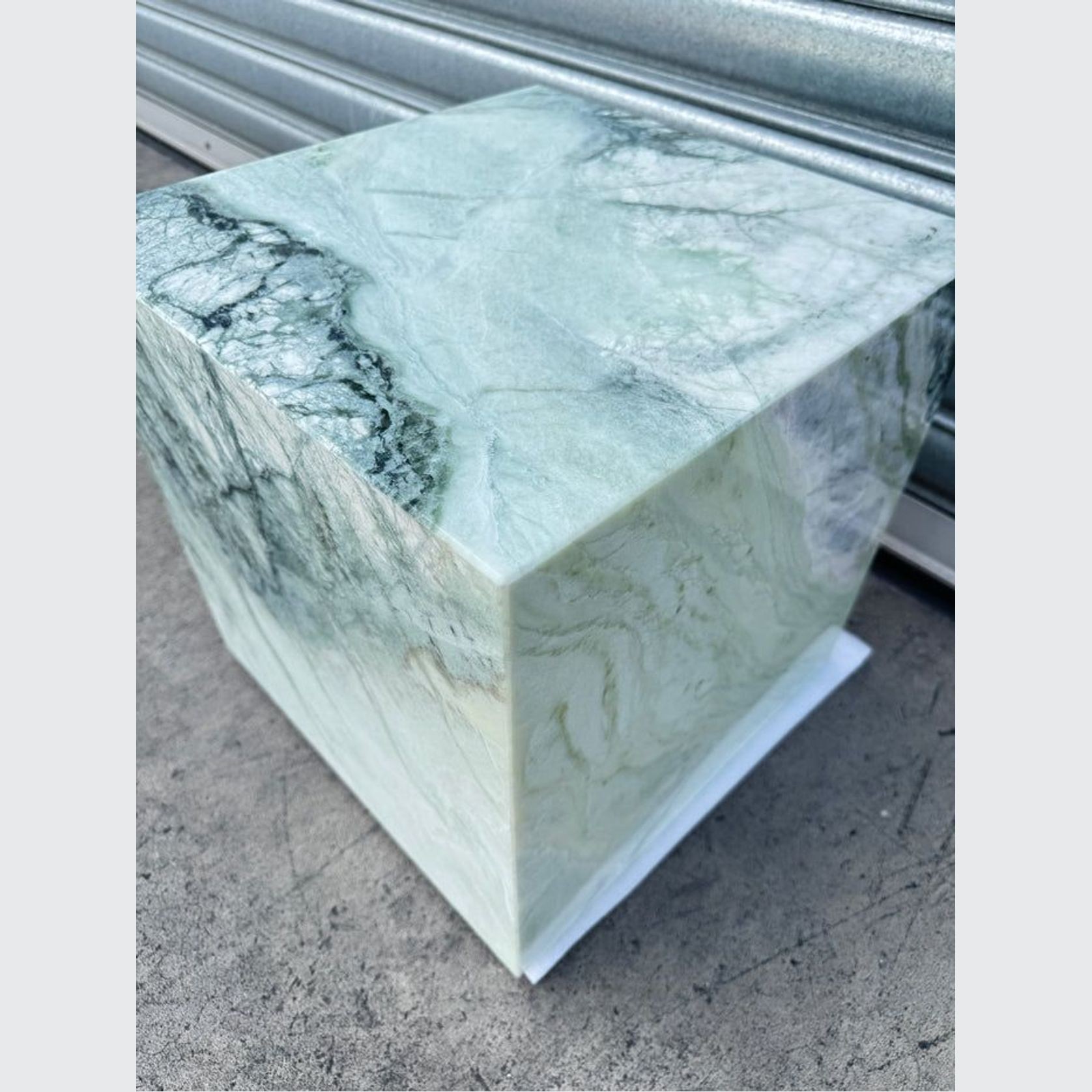 Cube Side Table - Twill Green Marble | Natural Stone Co. gallery detail image