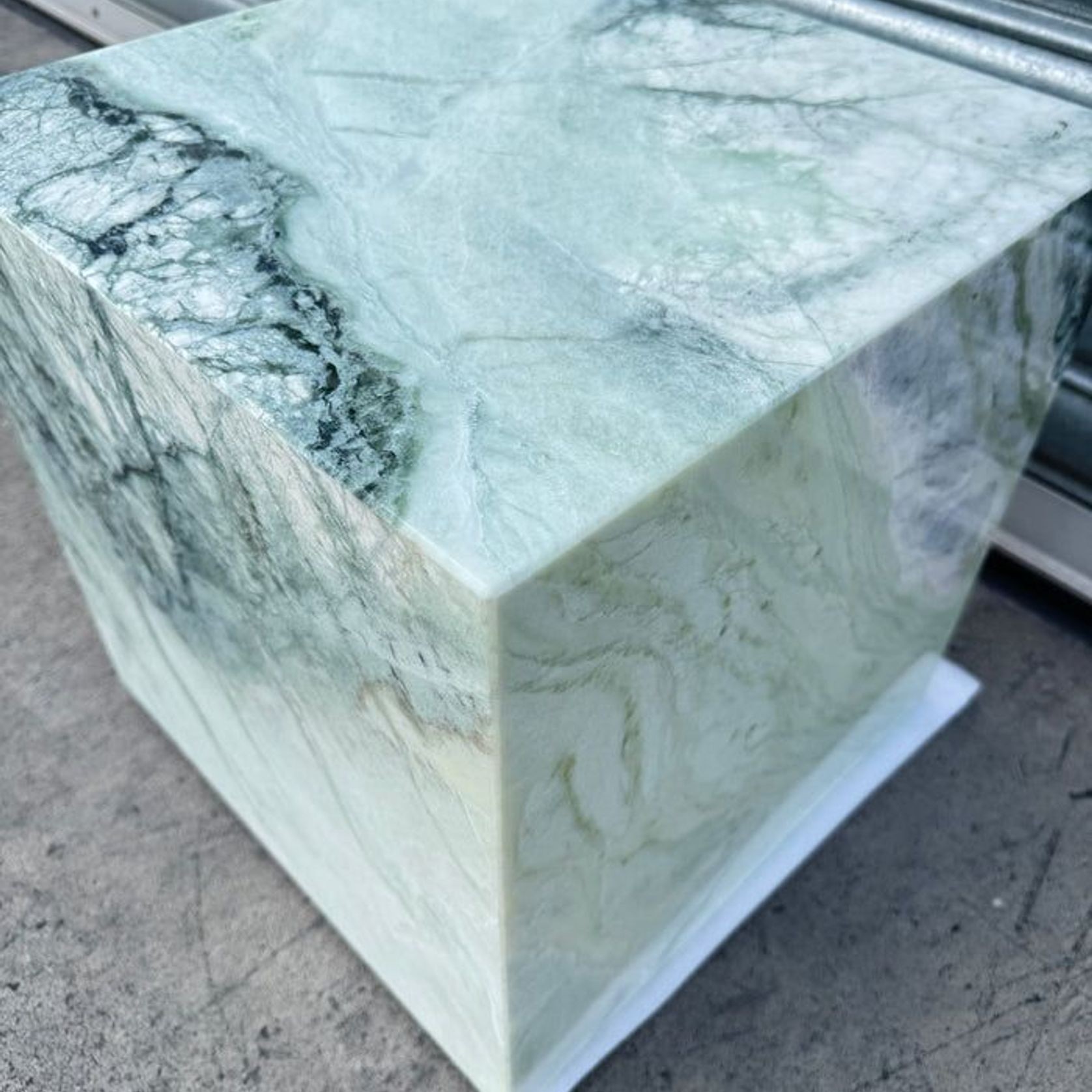 Cube Side Table - Twill Green Marble | Natural Stone Co. gallery detail image
