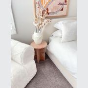 Round Cross Side Table - Pearl Pink Blush Marble | Natural Stone Co. gallery detail image