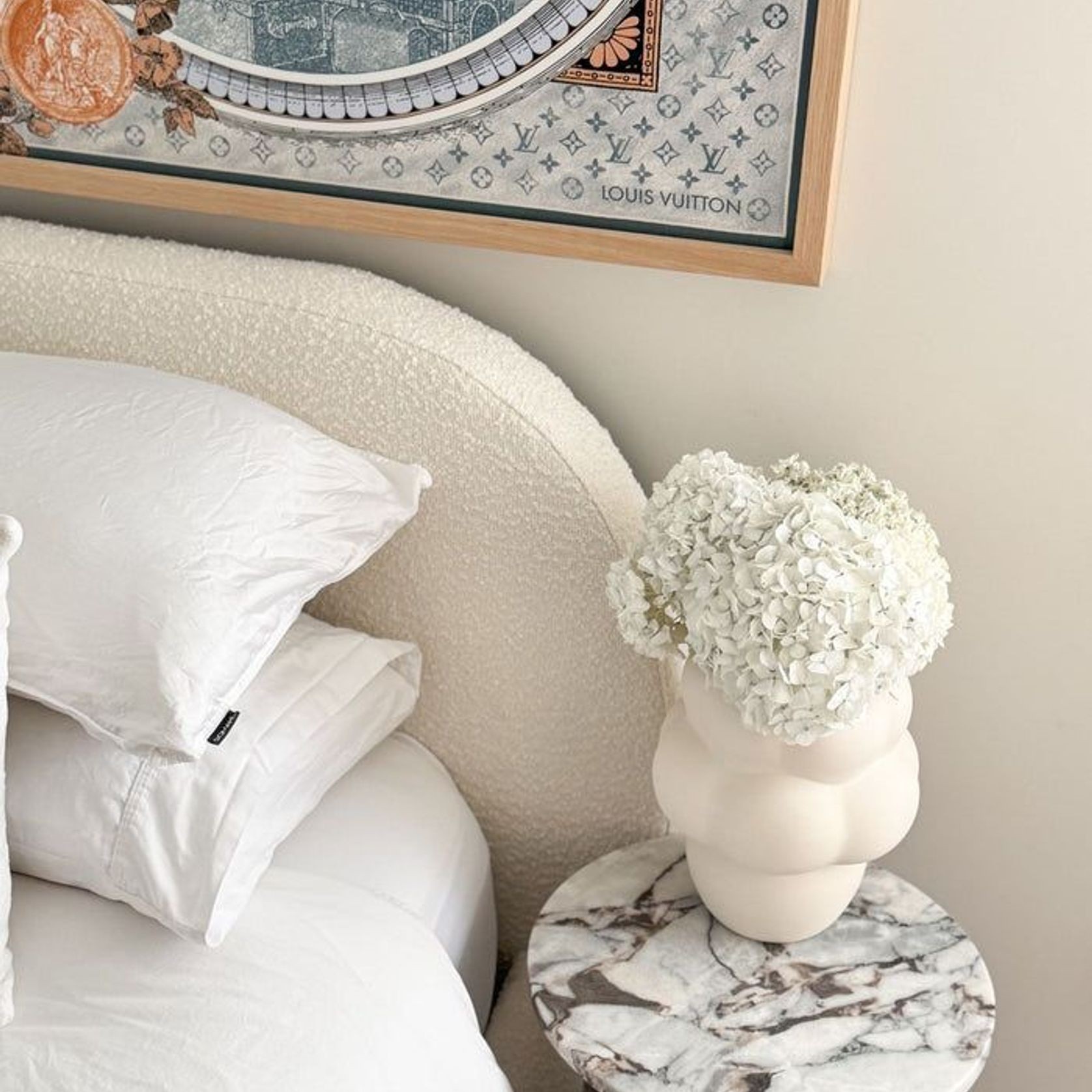 Round Cross Side Table - Milky Blue Marble | Natural Stone Co. gallery detail image