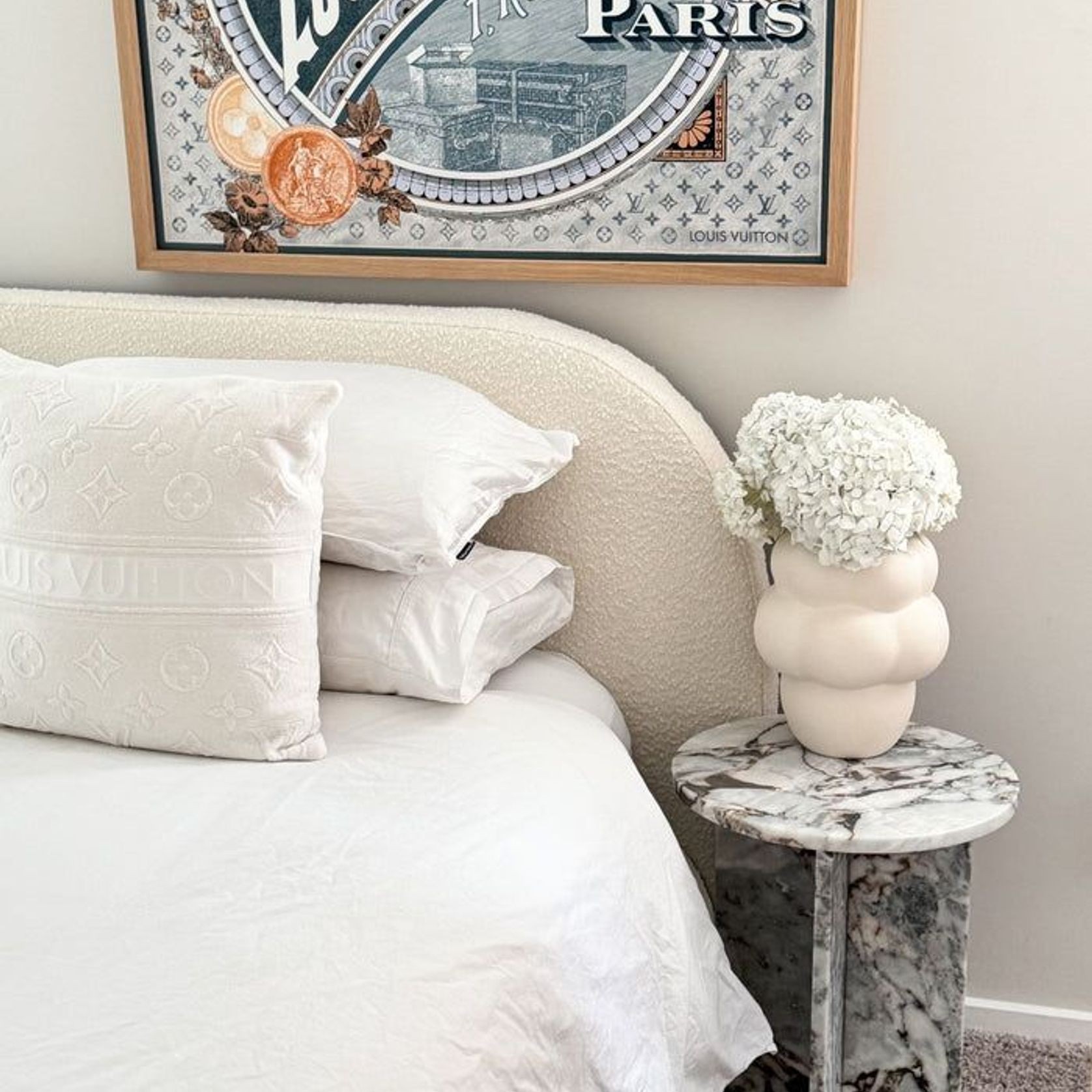 Round Cross Side Table - Milky Blue Marble | Natural Stone Co. gallery detail image