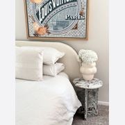 Round Cross Side Table - Milky Blue Marble | Natural Stone Co. gallery detail image