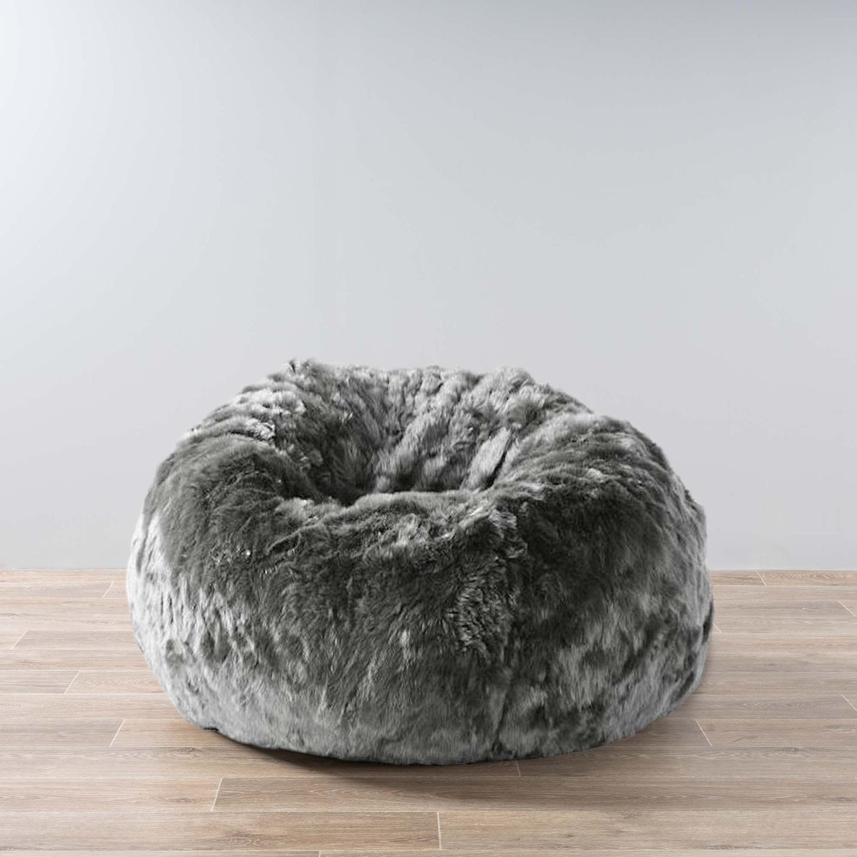 Plush Fur Bean Bag - Charcoal Cloud gallery detail image