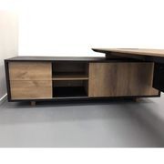 EASTON Executive Desk with Left Return 2.2-2.4m - Warm Oak & Black gallery detail image