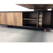 EASTON Sit Stand Electric Lift Executive Desk with Left Return 2.2m - Warm Oak & Black gallery detail image