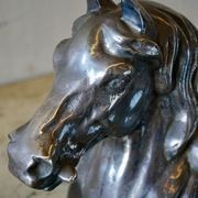 Vintage French Silvered Bronze Horse Head gallery detail image