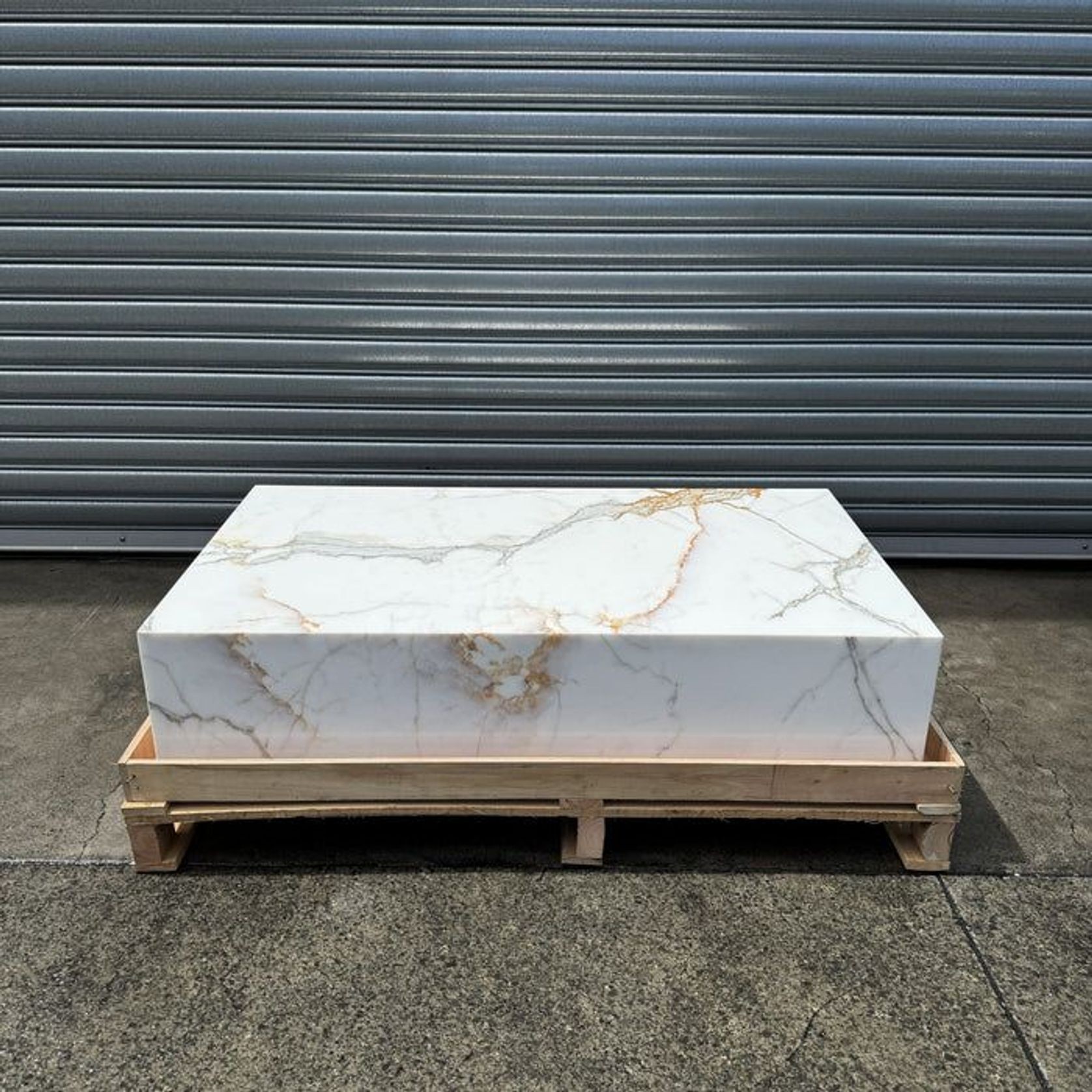 Block Coffee Table - Gold Calacatta Large | Natural Stone Co. gallery detail image