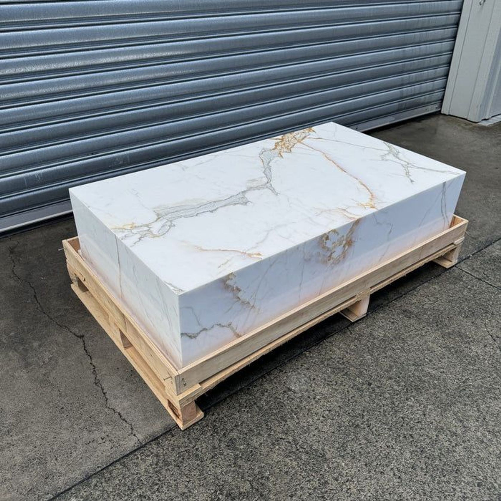 Block Coffee Table - Gold Calacatta Large | Natural Stone Co. gallery detail image