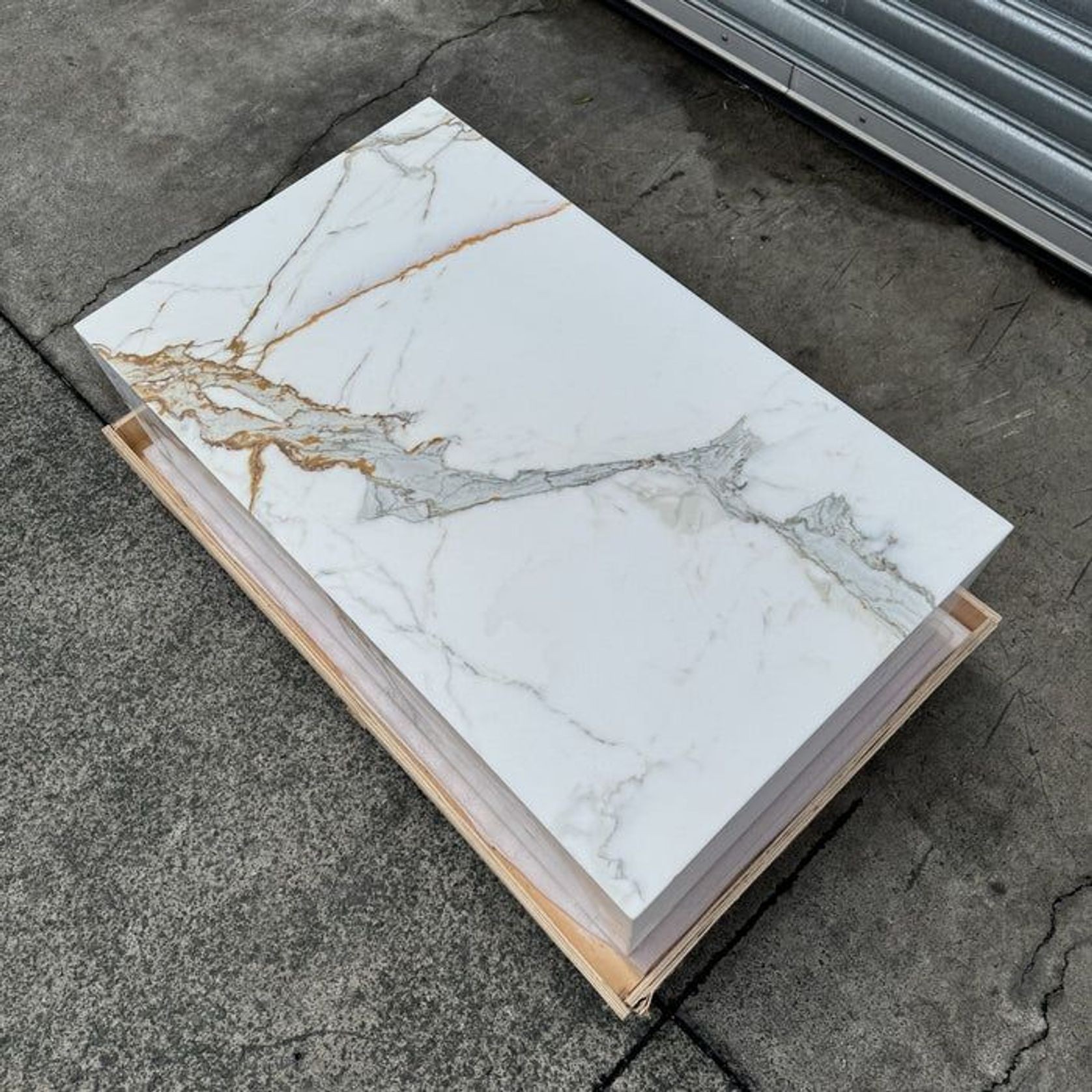 Block Coffee Table - Gold Calacatta - Small | Natural Stone Co. gallery detail image