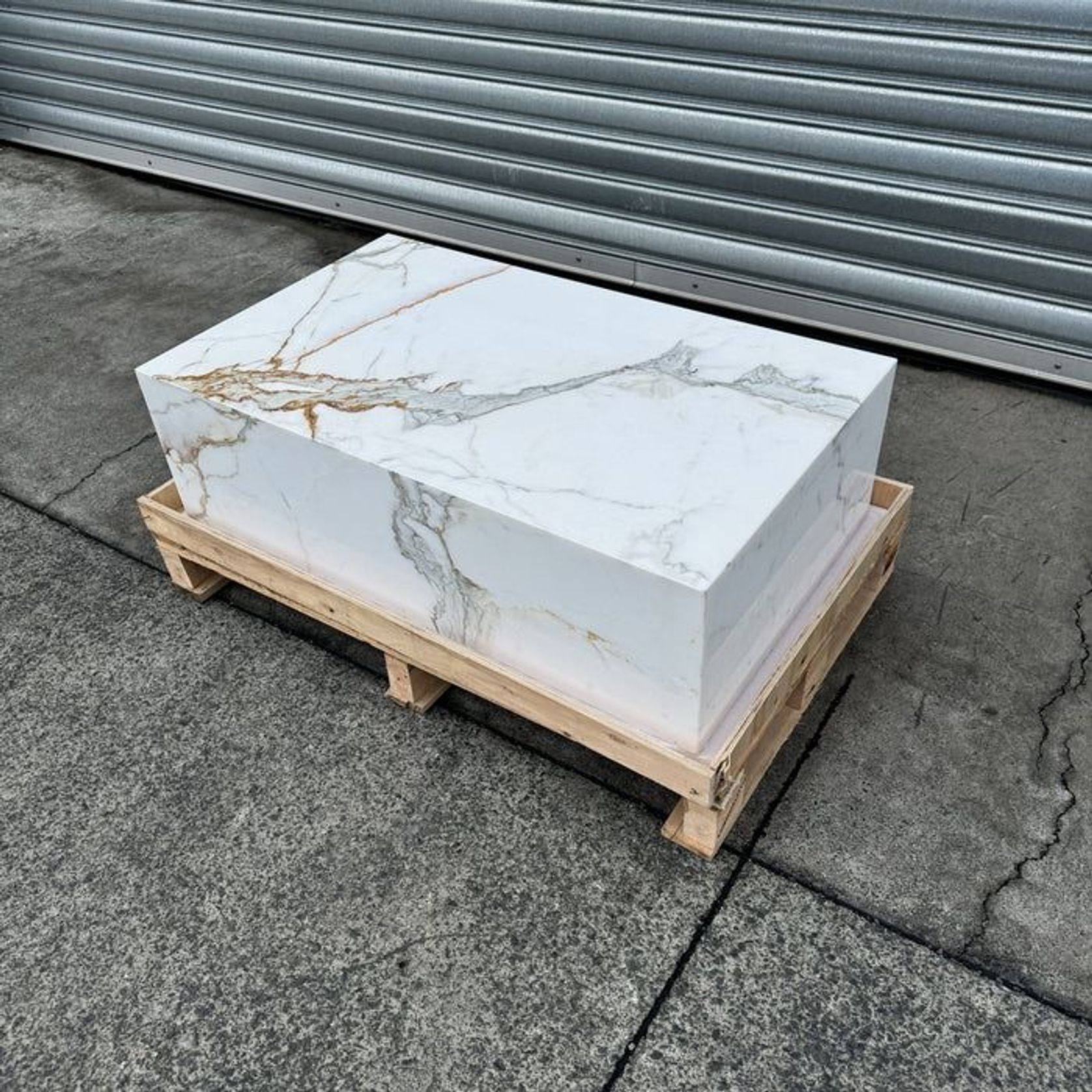 Block Coffee Table - Gold Calacatta - Small | Natural Stone Co. gallery detail image