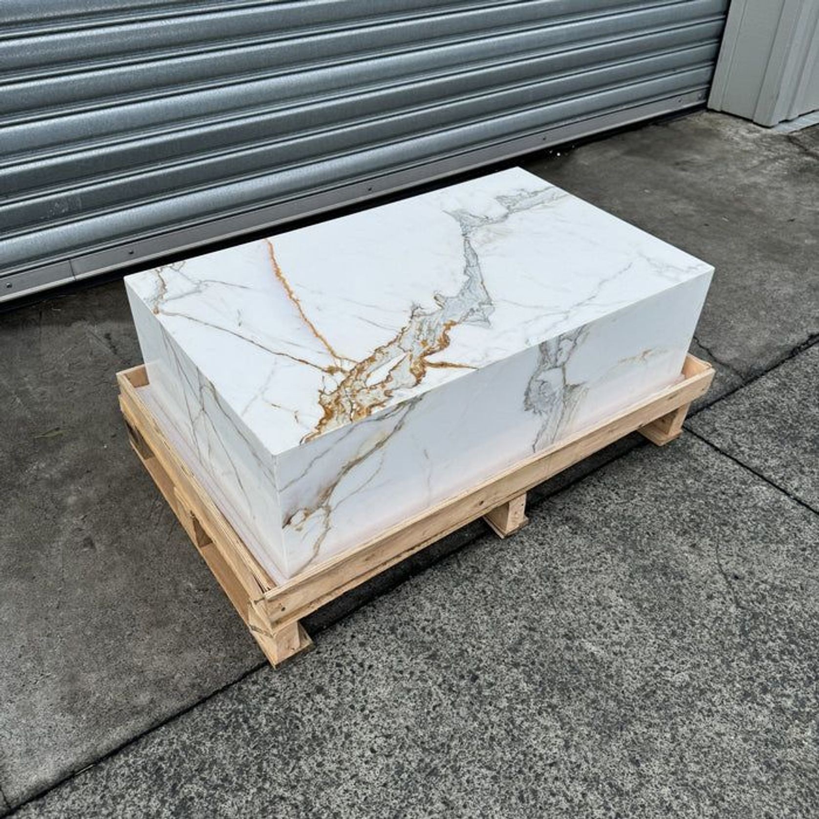Block Coffee Table - Gold Calacatta - Small | Natural Stone Co. gallery detail image