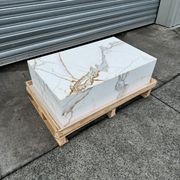 Block Coffee Table - Gold Calacatta - Small | Natural Stone Co. gallery detail image