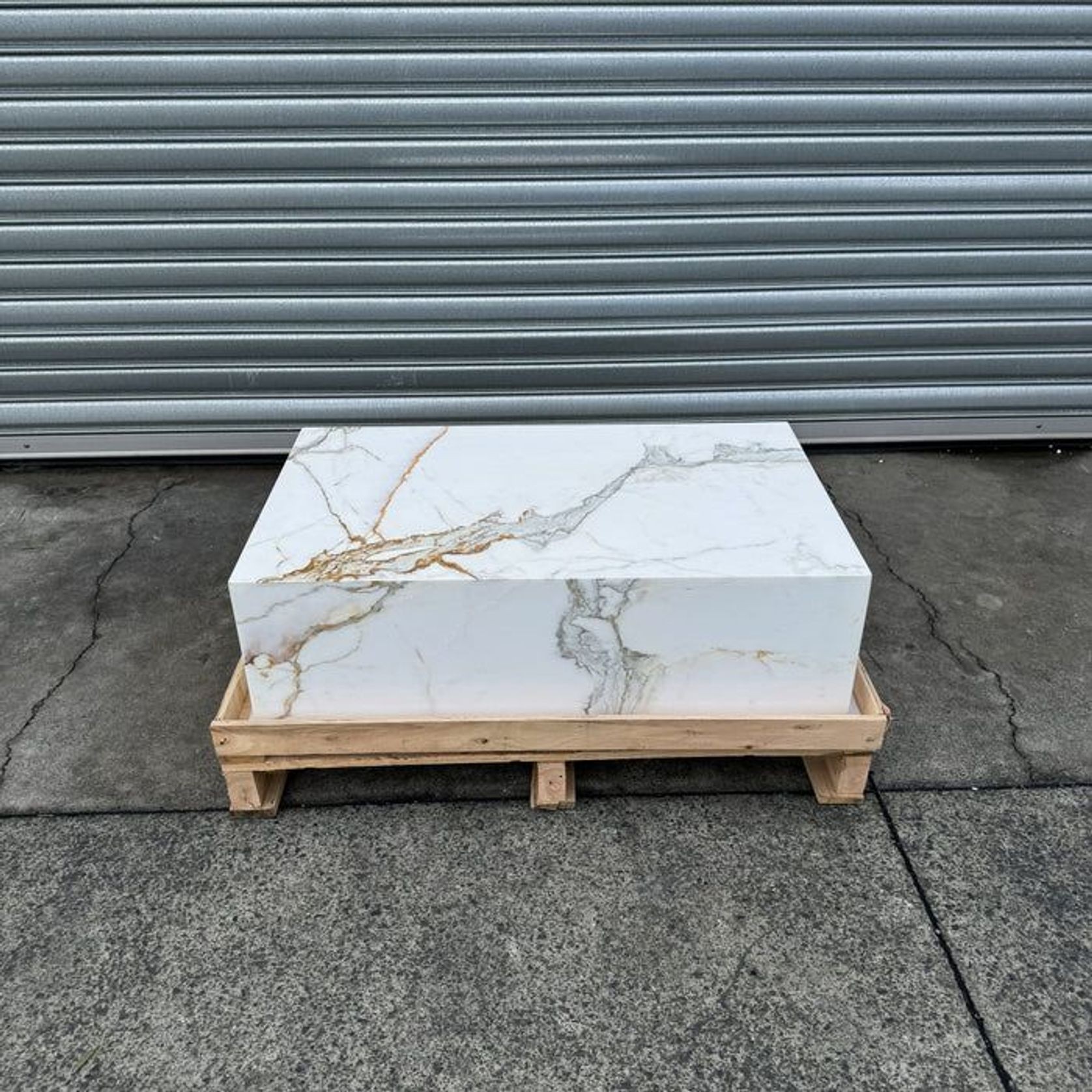Block Coffee Table - Gold Calacatta - Small | Natural Stone Co. gallery detail image