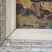 Antique Oil Painting of a French Coastal Scene gallery detail image