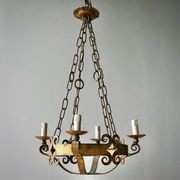 French Gilded Iron Chandelier gallery detail image