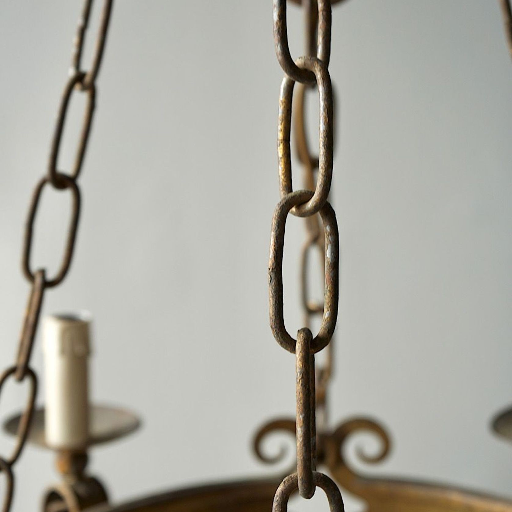 French Gilded Iron Chandelier gallery detail image