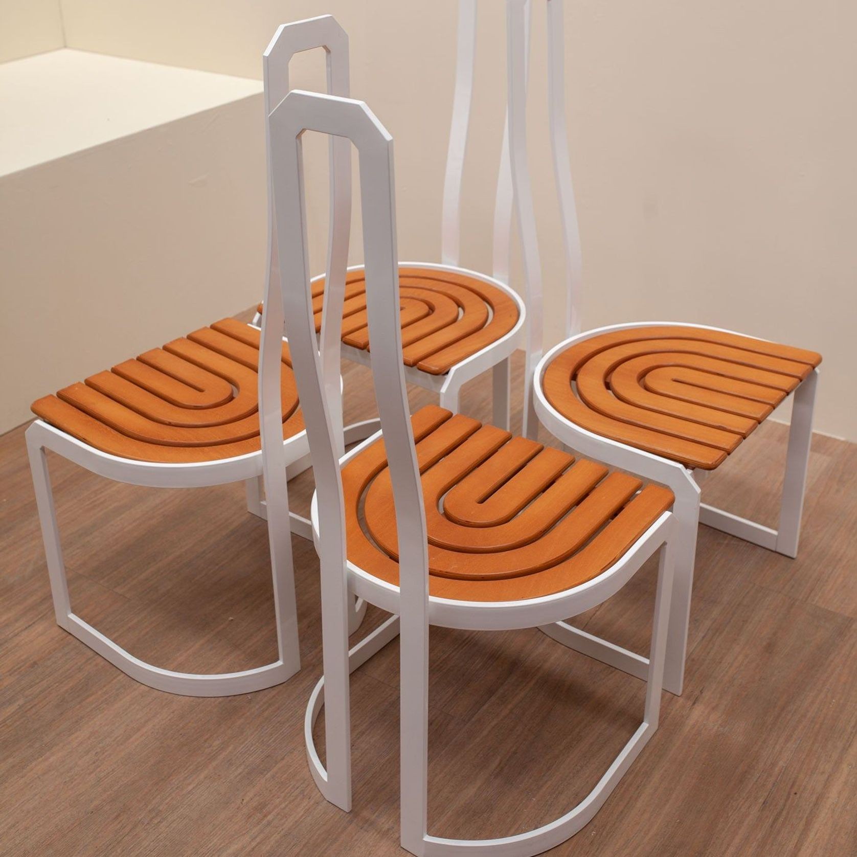 Sculptural Dining Chairs, Wooden Details, Italian gallery detail image