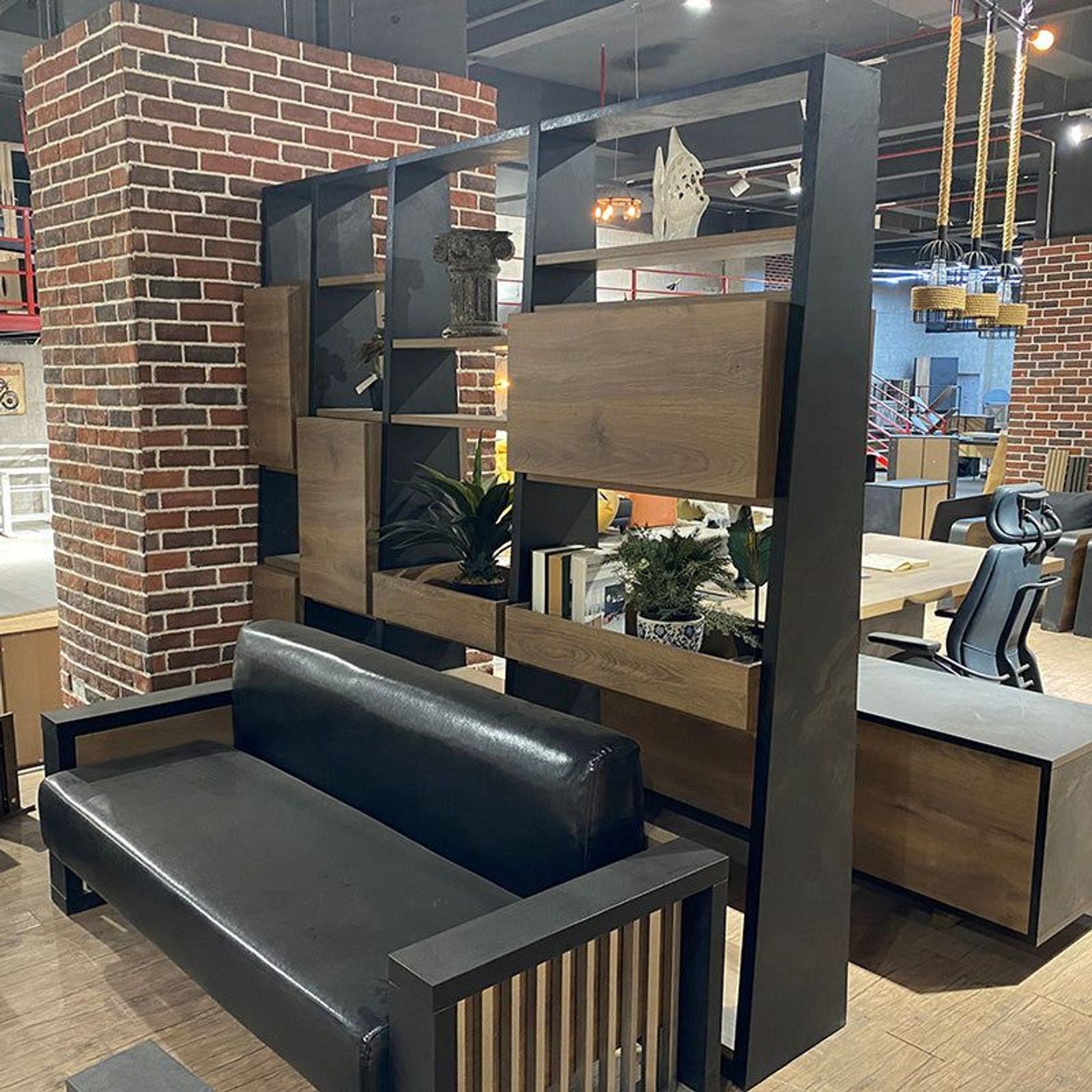 BARON Display Unit 230cm - Warm Oak & Black gallery detail image