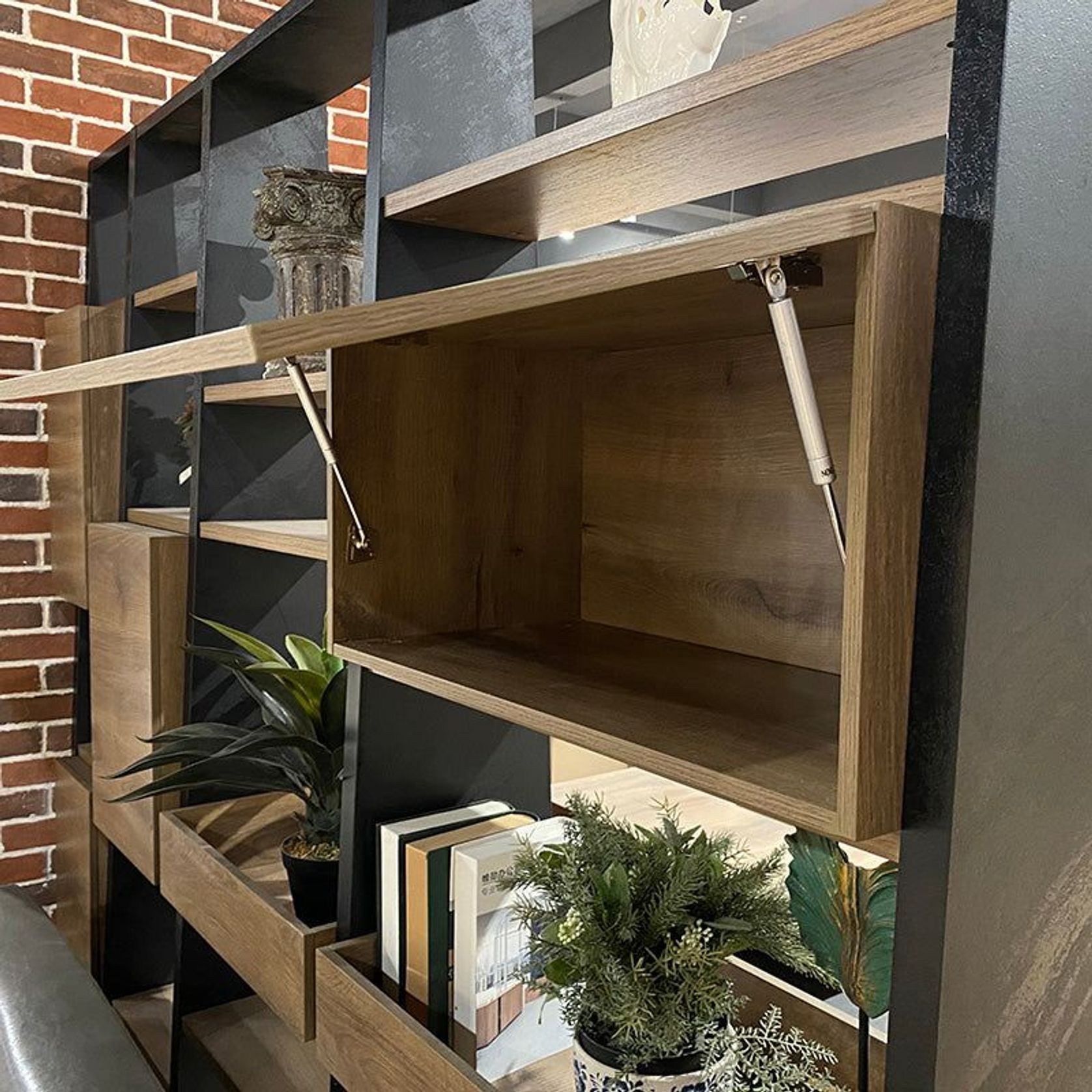 BARON Display Unit 230cm - Warm Oak & Black gallery detail image