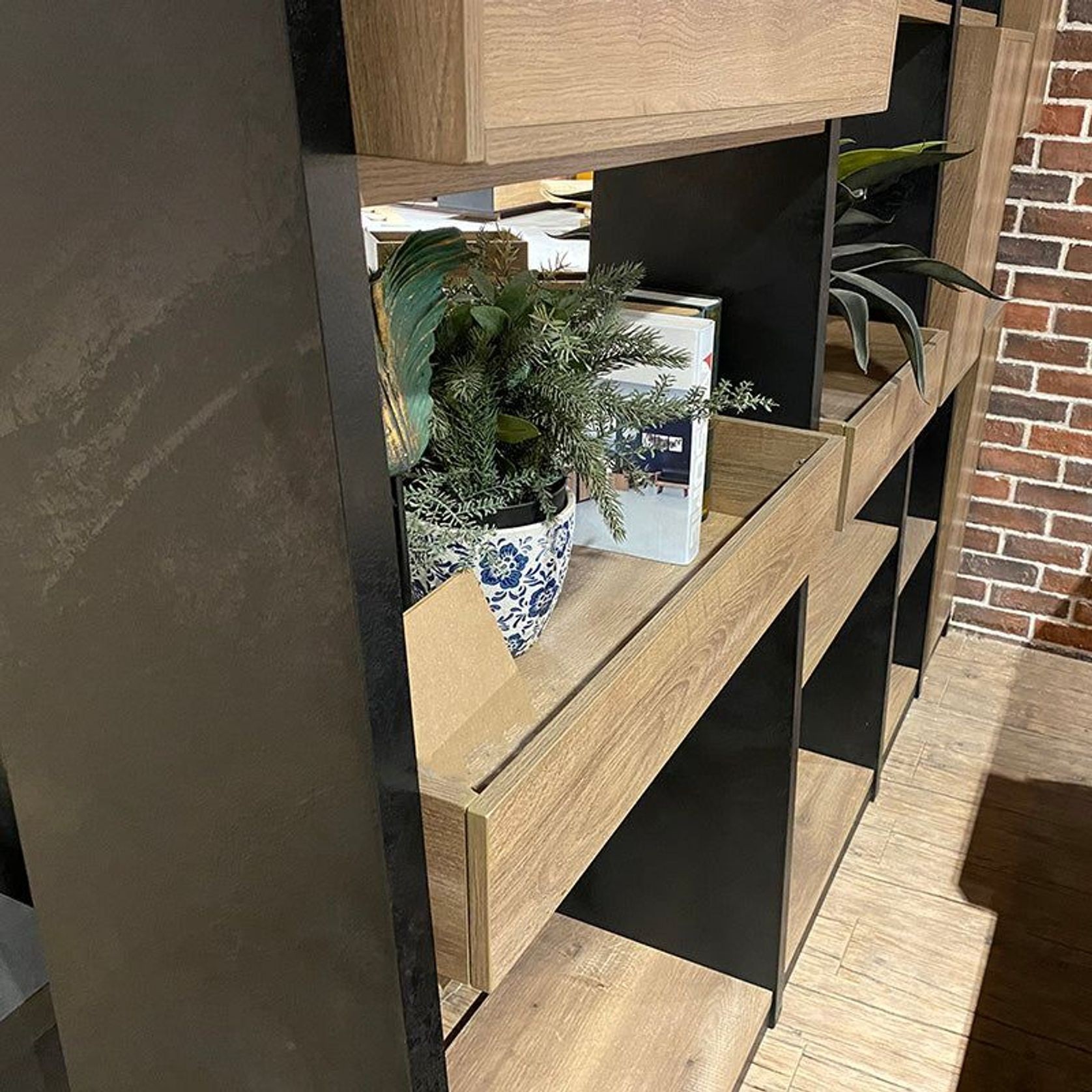 BARON Display Unit 230cm - Warm Oak & Black gallery detail image