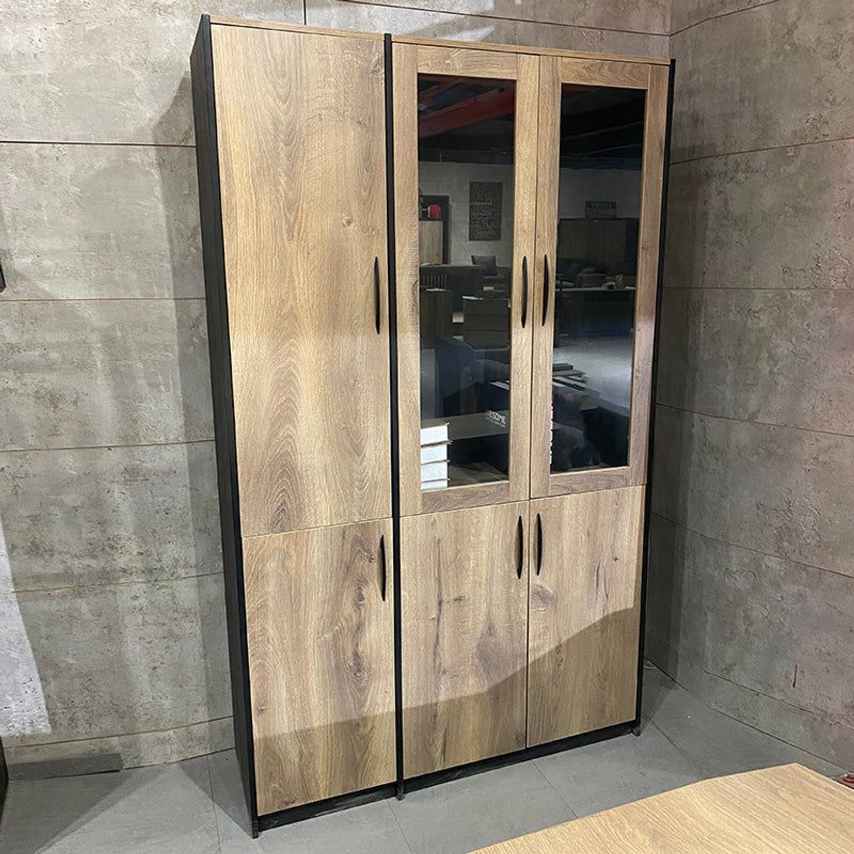 SUTTON 3 Door Display Unit 120cm - Warm Oak gallery detail image