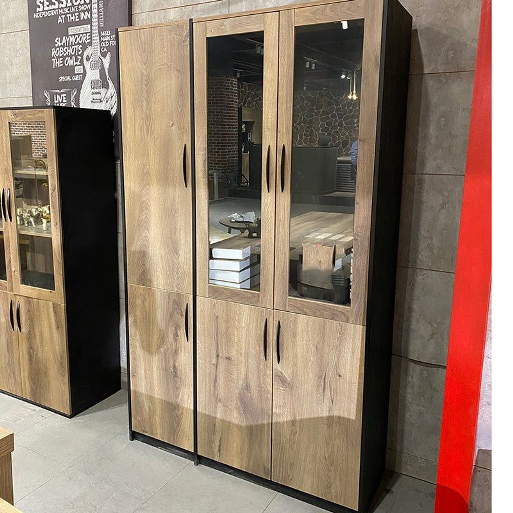 SUTTON 3 Door Display Unit 120cm - Warm Oak gallery detail image