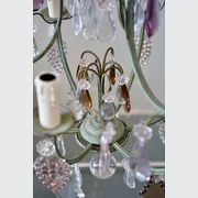 French Antique Verdigris Brass & Glass Chandelier gallery detail image